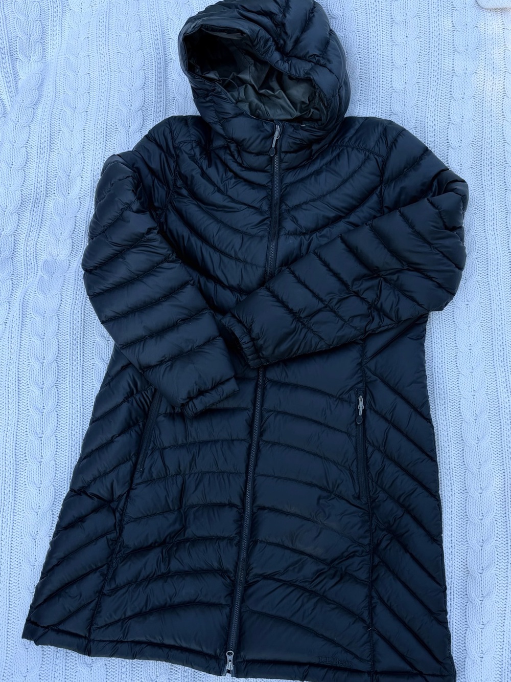 Women's Black L.L. Bean Quilted Hooded Puffer Coat